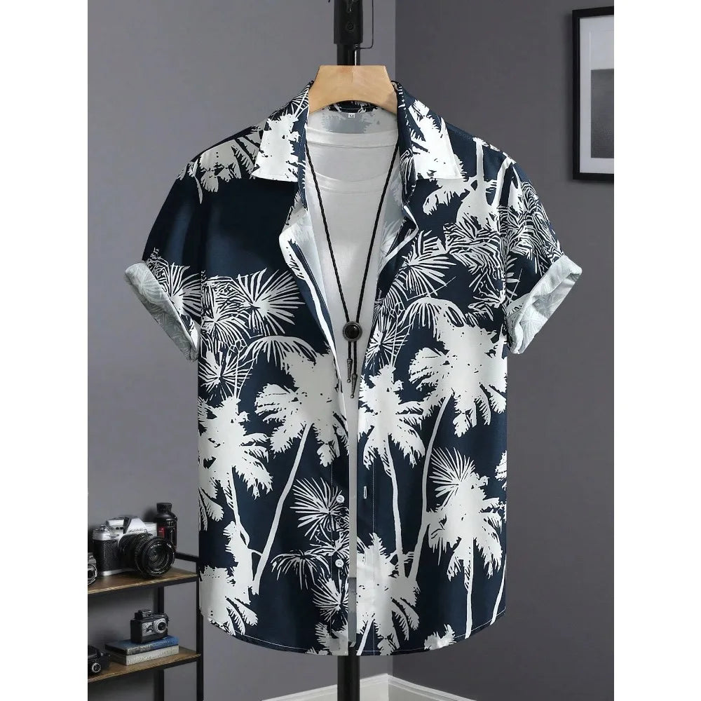 Men's Hawaiian Print Thin Beach Slim Vintage Shirt