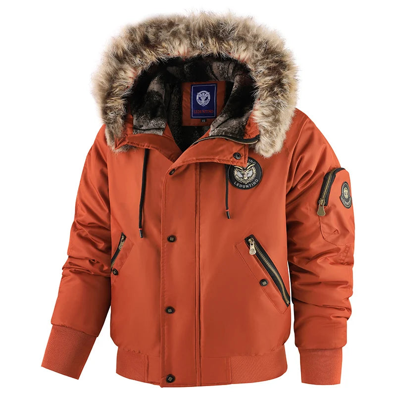 Men's Hooded Zipper Waterproof Thermal Parka Jacket