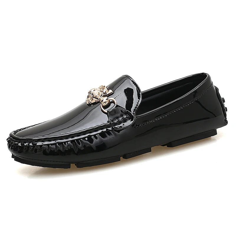 Men's Glossy Leather Slip-On Trendy Handmade Shoes