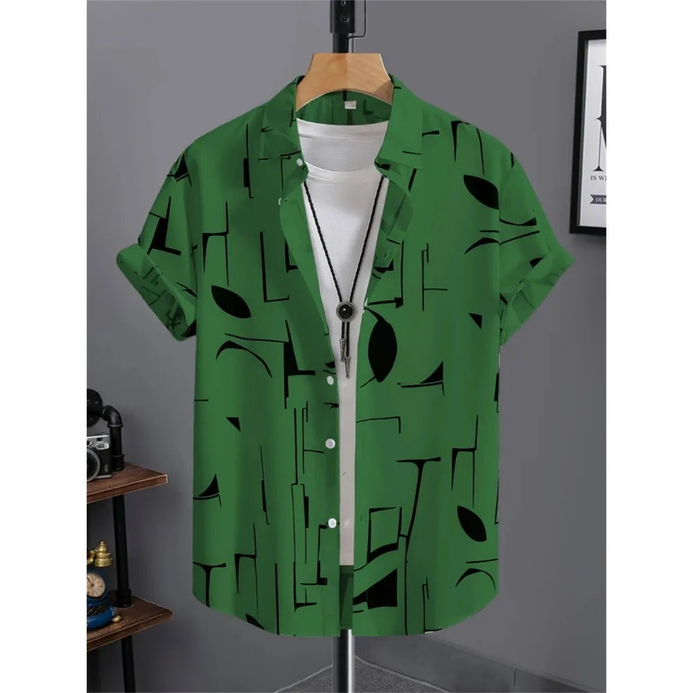 Men's Printed Retro Fashion Short Sleeved Shirt