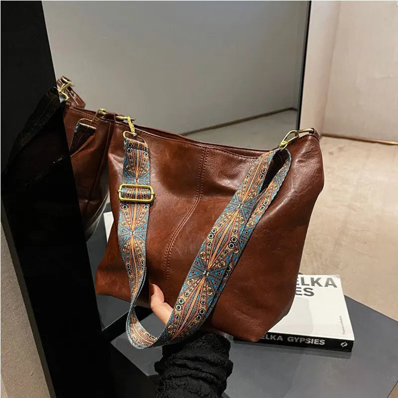 Women's Large Capacity Geometric Wide Shoulder bag
