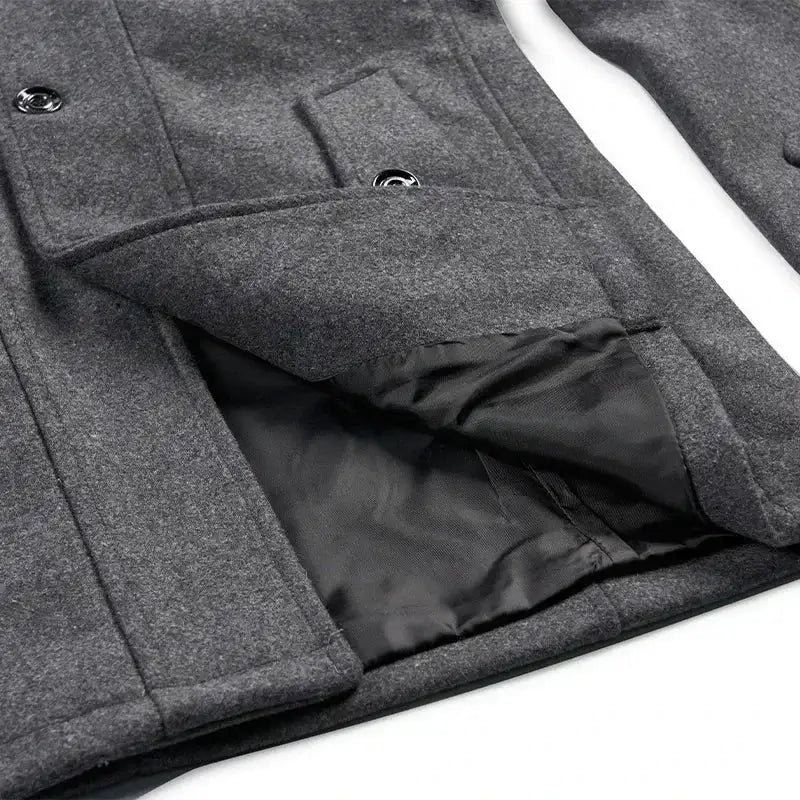 Men's Long Double Collar Windbreak Wool Trench Coat