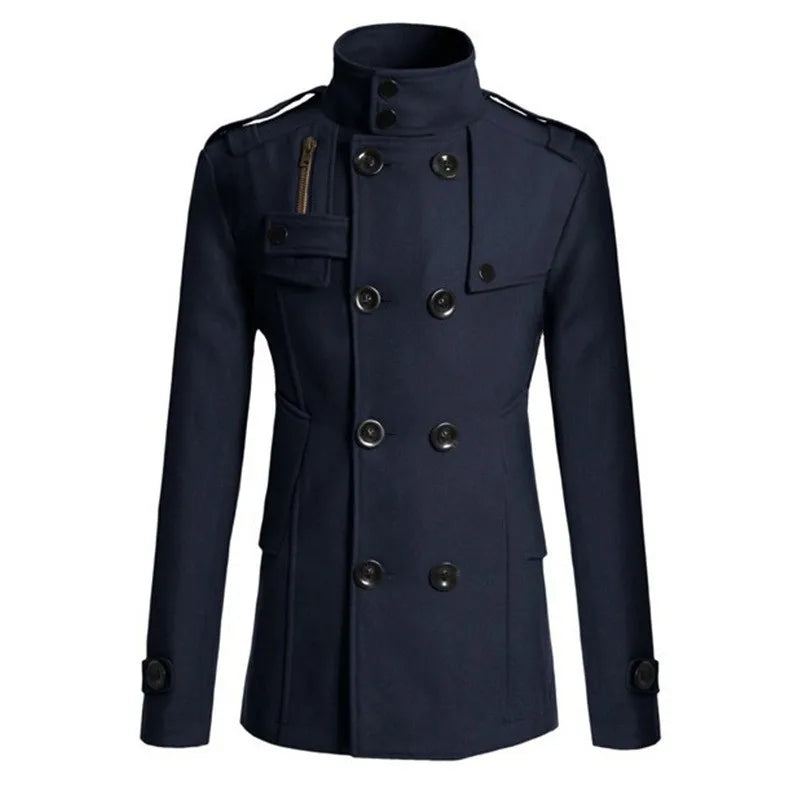 Men's Mid Length Woolen Coat