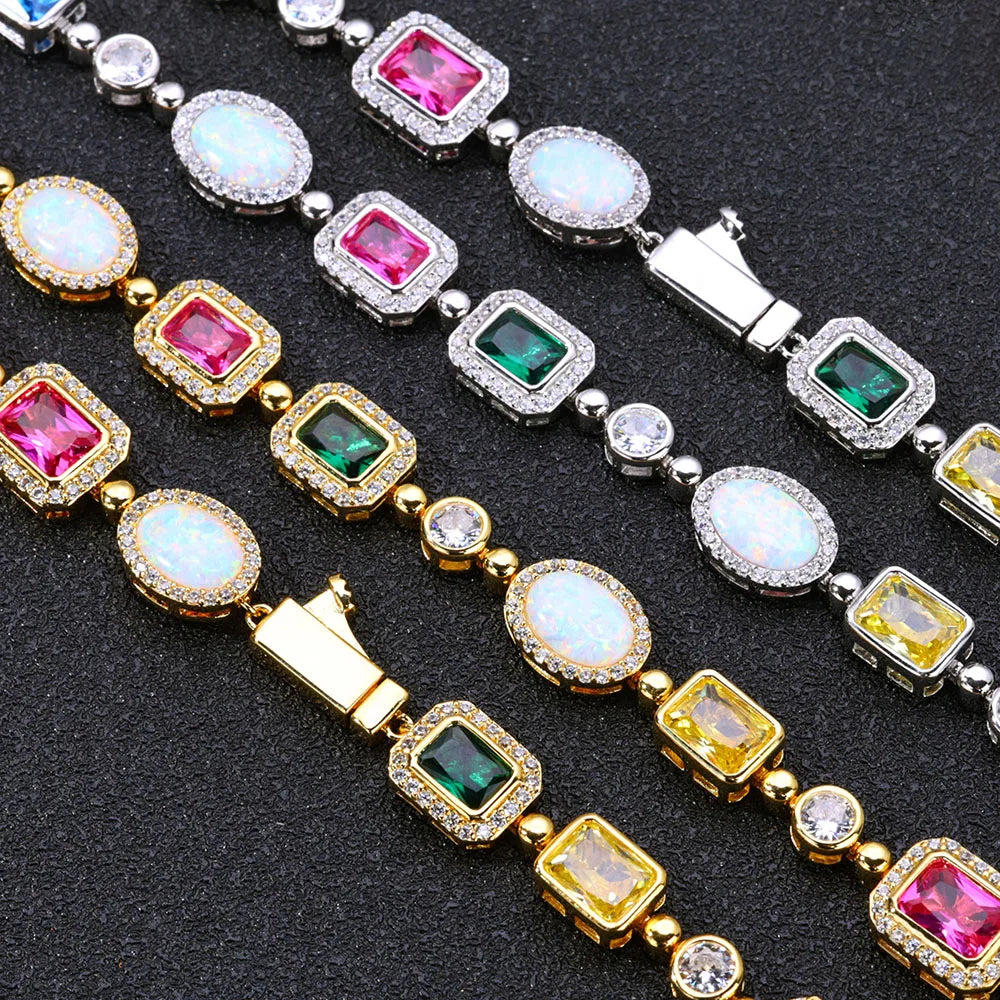 Women's Gold Plated Multi Color Cubic Zirconia Bracelet