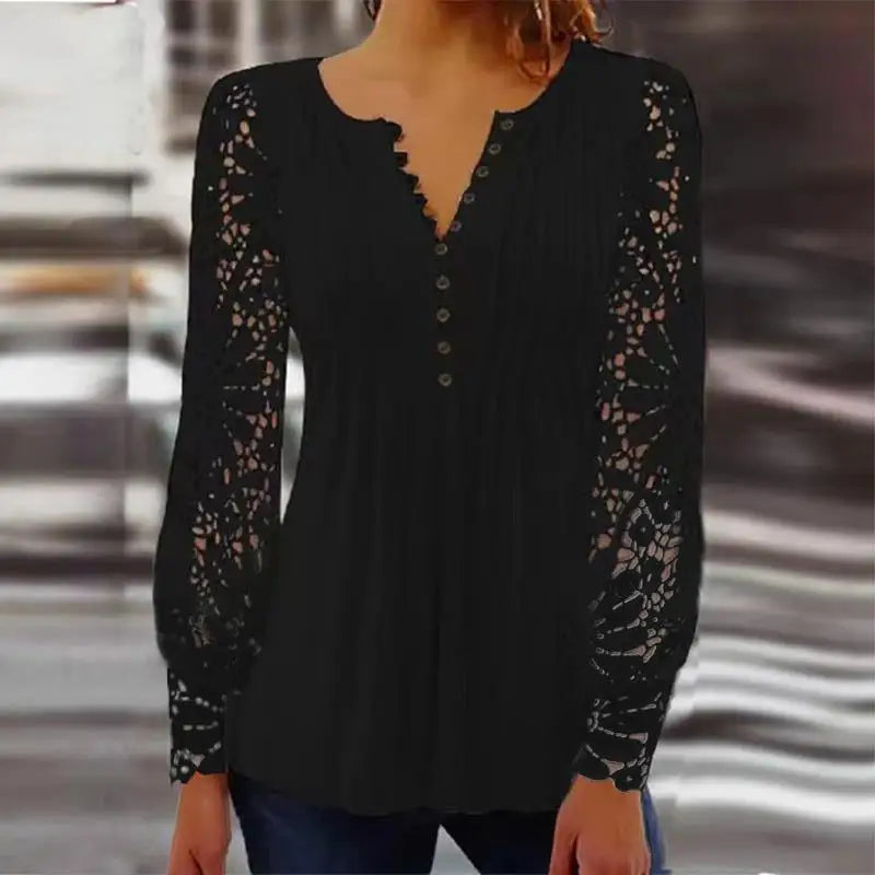 Women's V-neck Stylish Casual Loose Long Sleeve Shirt