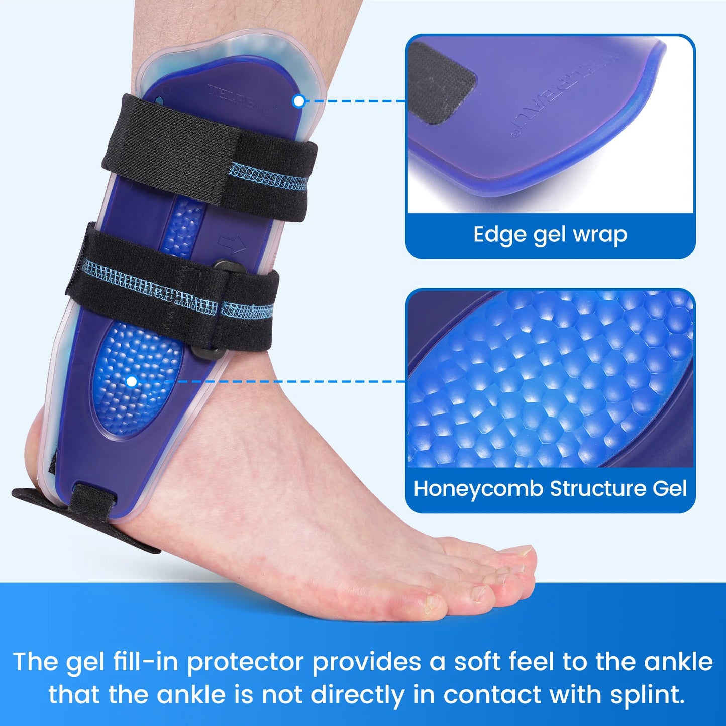 Ankle Splint Brace Foot Support Fracture Sprain Adjustable