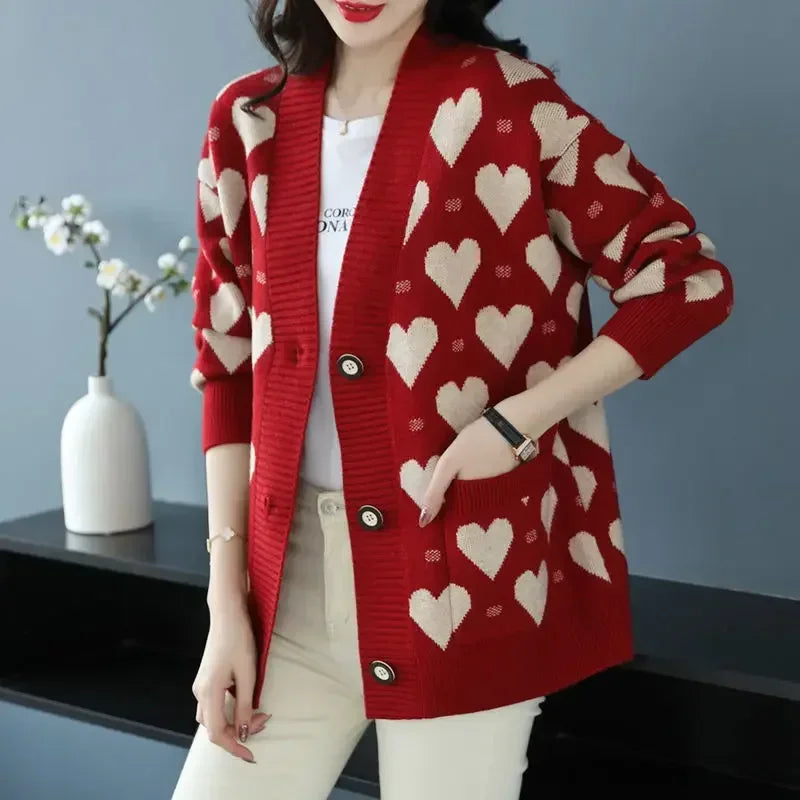 Women's Vintage Luxury Long Sleeve Knitted Sweater Cardigan