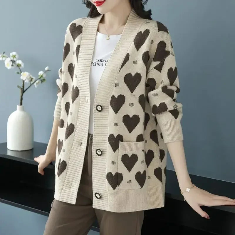 Women's Vintage Luxury Long Sleeve Knitted Sweater Cardigan