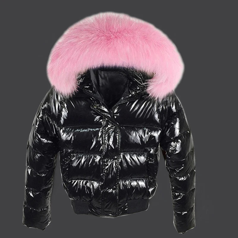 Women's Waterproof Fake Fur Hooded Short Jacket