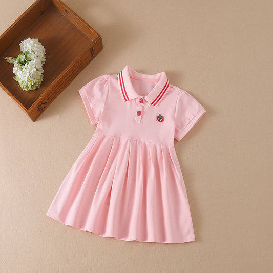 Girls Turn Down Collar Cute Toddler Dress