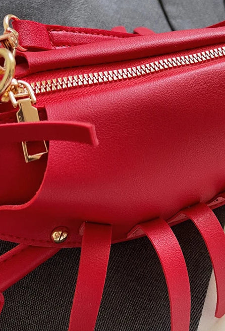 PU Zipper Lobster Shape Rivet Shoulder Bag