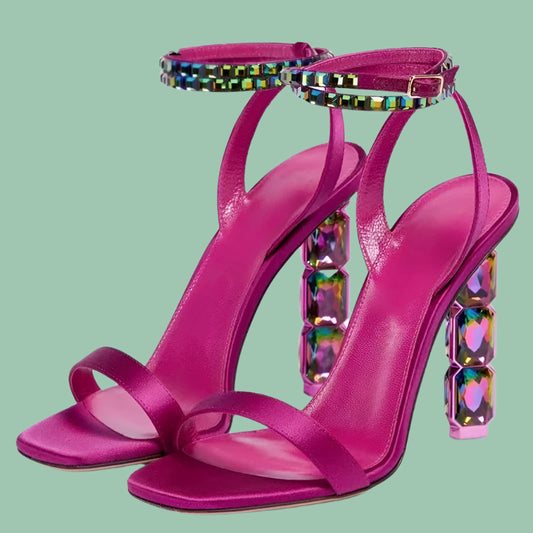 Women's Crystal Embellished High Heel Sandals
