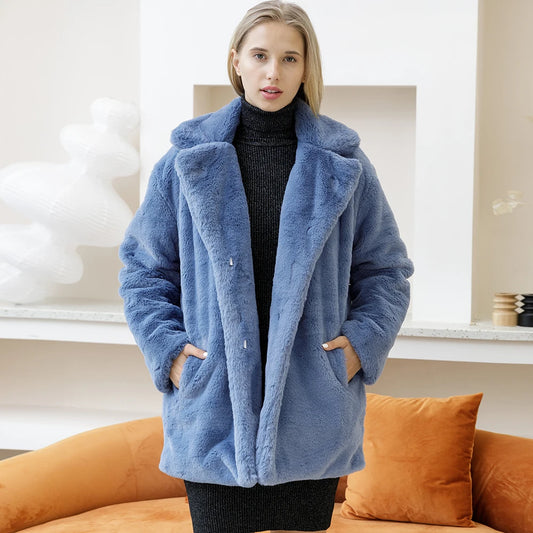 Women's FAUX Fur Elegant Mink Coat