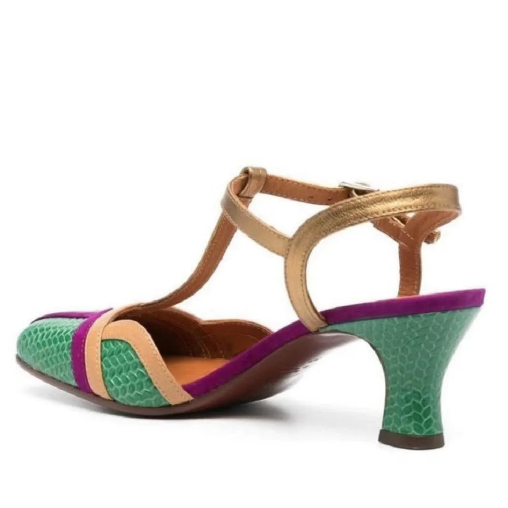 Women's Genuine Leather Retro Buckle Strap Vintage Pumps