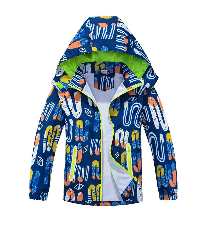 Kids' Waterproof Detachable Hood Mesh Cloth Padded Jacket