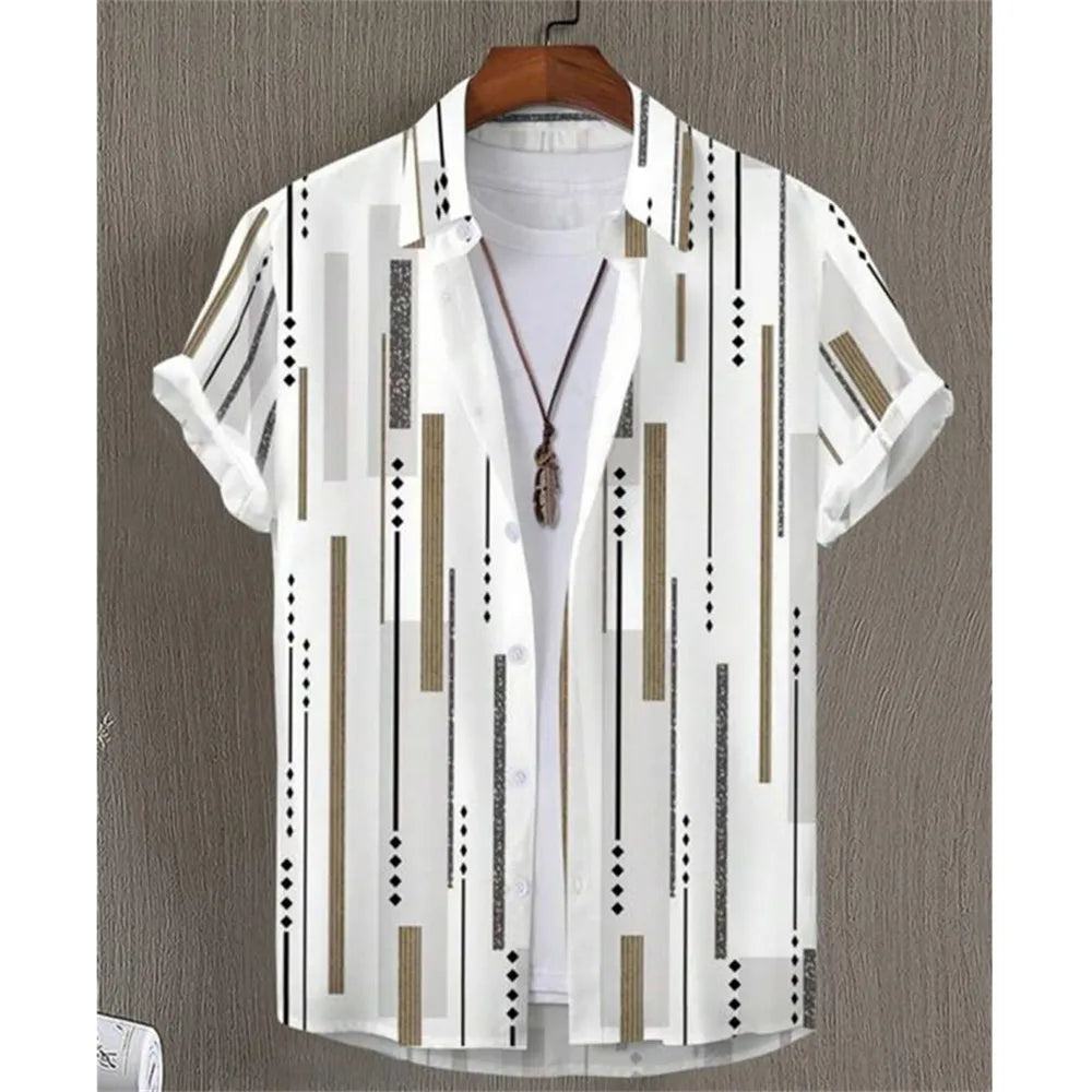Men's Short Sleeve Lapel Hawaiian Blouse Shirt