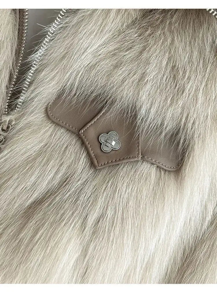 Women's Polo Collar Loose Faux Fox Fur Plush Short Jacket