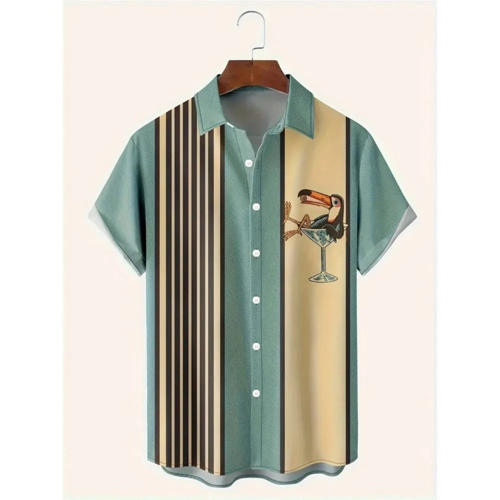 Men's Printed Retro Fashion Short Sleeved Shirt