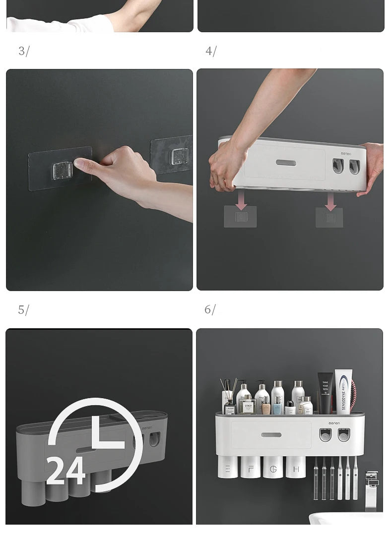 Toothbrush Holder Magnetic Adsorption Inverted Toothpaste Dispenser