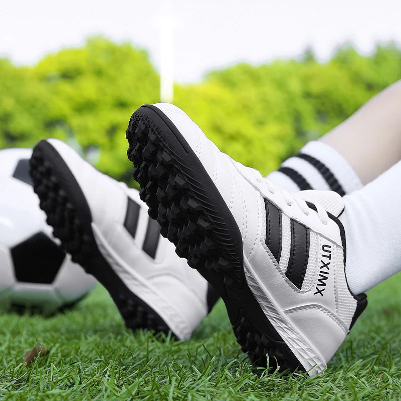 Kids Leather Turf Soccer Lace Up Sneakers