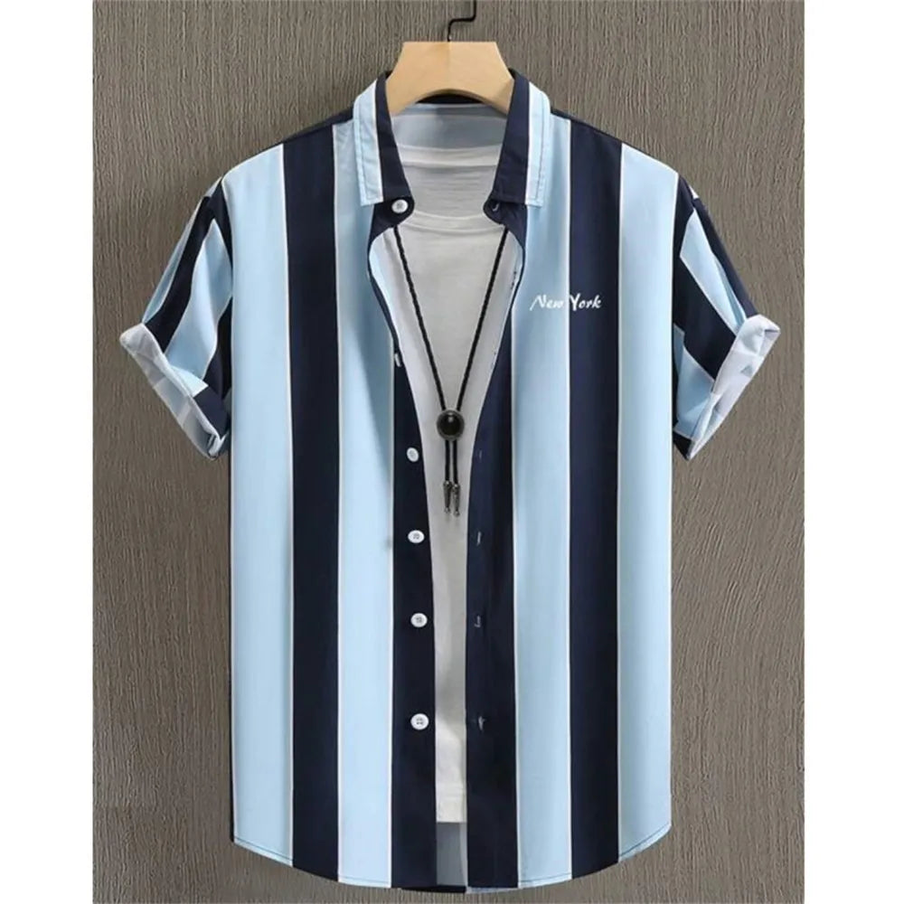 Men's Short Sleeve Lapel Hawaiian Blouse Shirt
