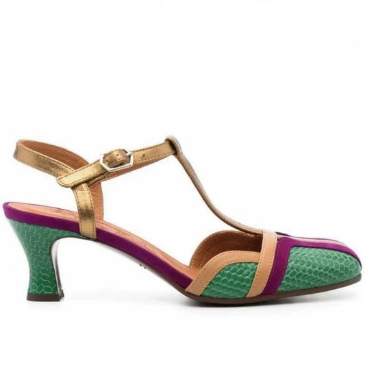Women's Genuine Leather Retro Buckle Strap Vintage Pumps