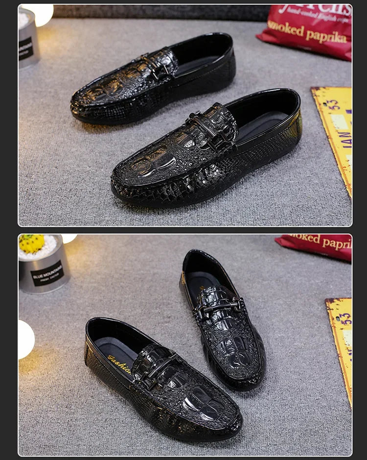 Men's Crocodile Pattern Trendy Breathable Shoes