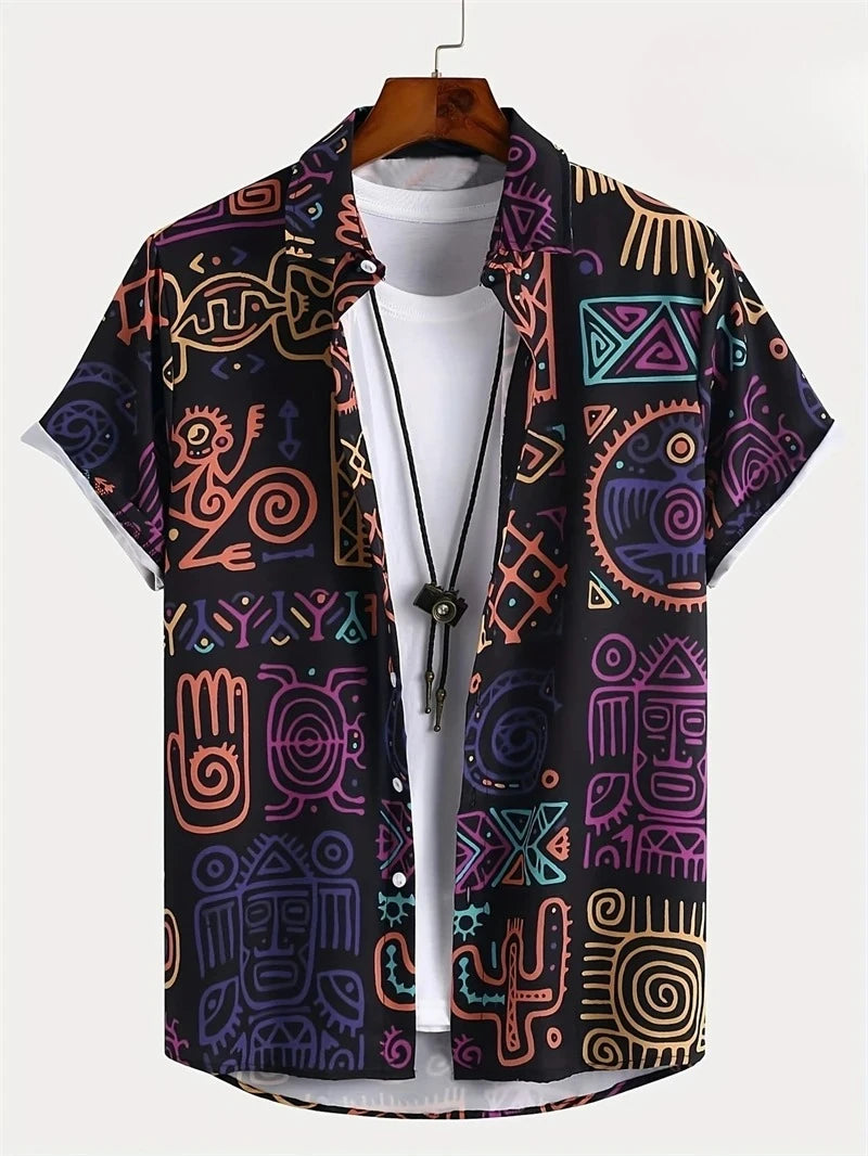 Men's Paisley Graphic Short Sleeved Bohemian T-shirt