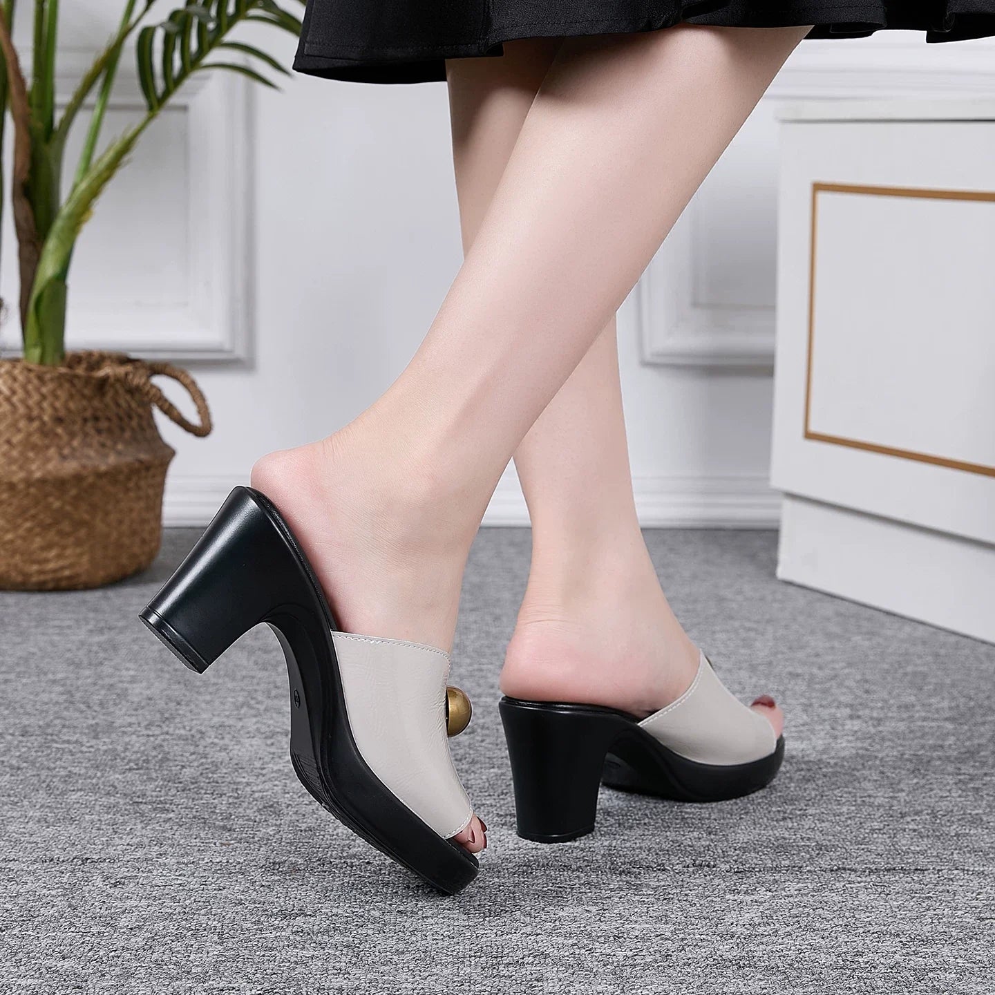 Women's Genuine Leather High Heels Shoes Sandals
