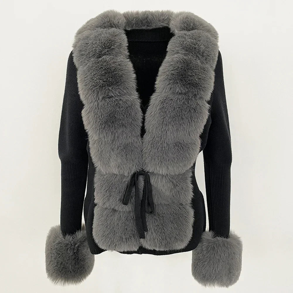 Women's Faux Fur Detachable Collar Coat