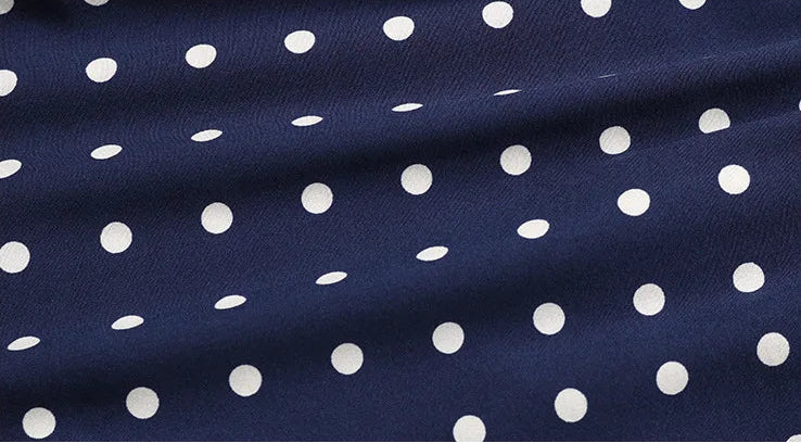 Women's High Waist Midi Elegant Pleated Polka Dots Dress