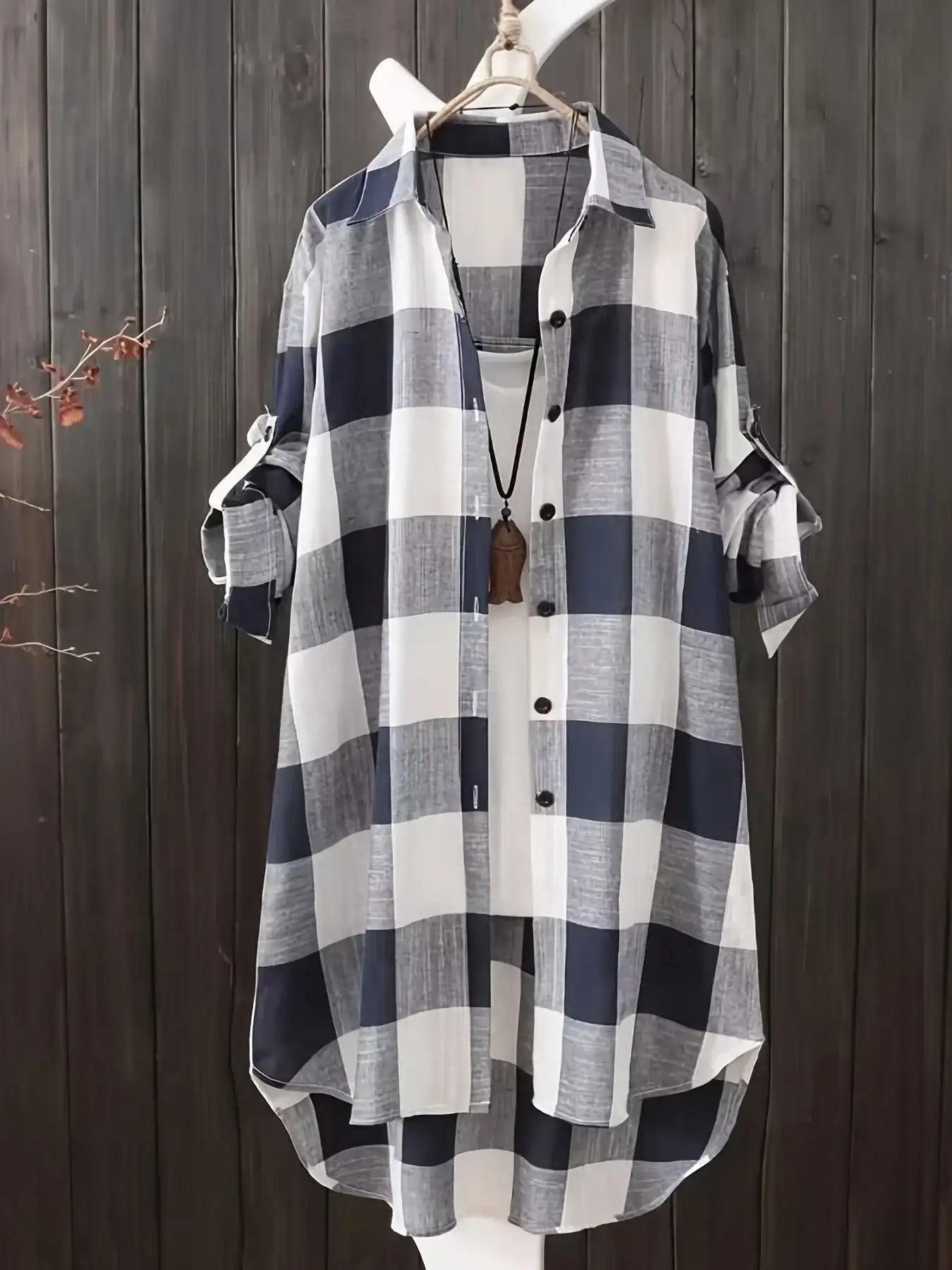 Women's Loose Stripe Plaid Lightweight Long Sleeve Shirt