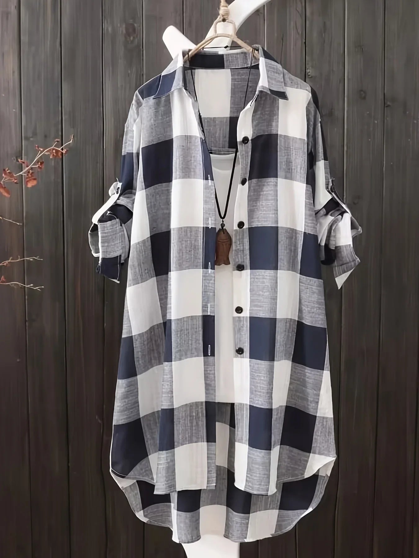 Women's Loose Stripe Plaid Lightweight Long Sleeve Shirt