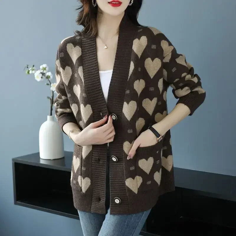 Women's Vintage Luxury Long Sleeve Knitted Sweater Cardigan