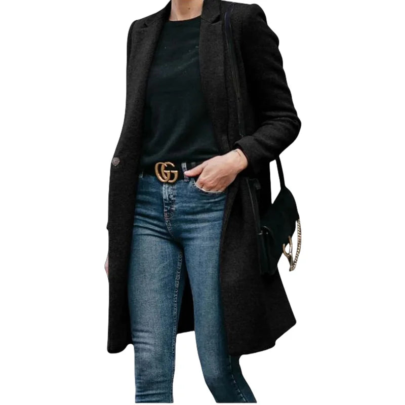 Women's Wool Blends Trench Lining Coat