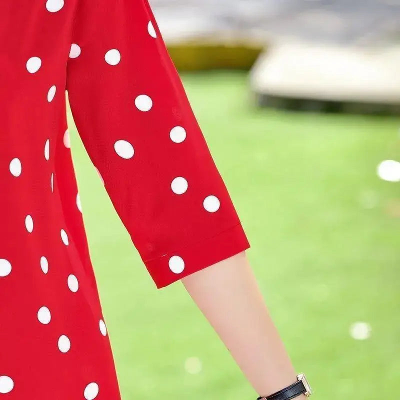 Women's Solid Polka Dot Chiffon V-Neck Shirt