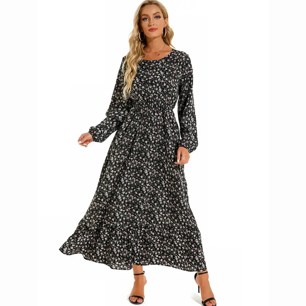 Women's Bohemian High Waist Beach Chiffon Long Dress