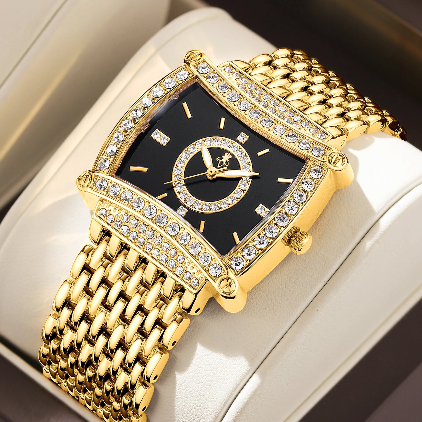 Women's Luxury Diamond-Set Dial Water Resistant Quartz Bracelet Watch