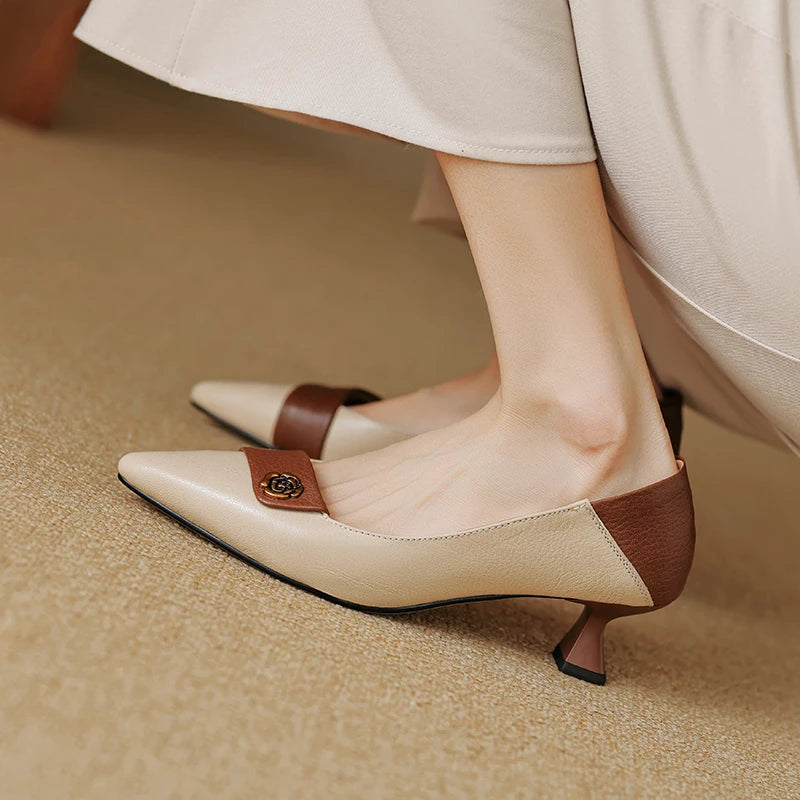 Women's High Quality Leather High Heels Pumps Shoes