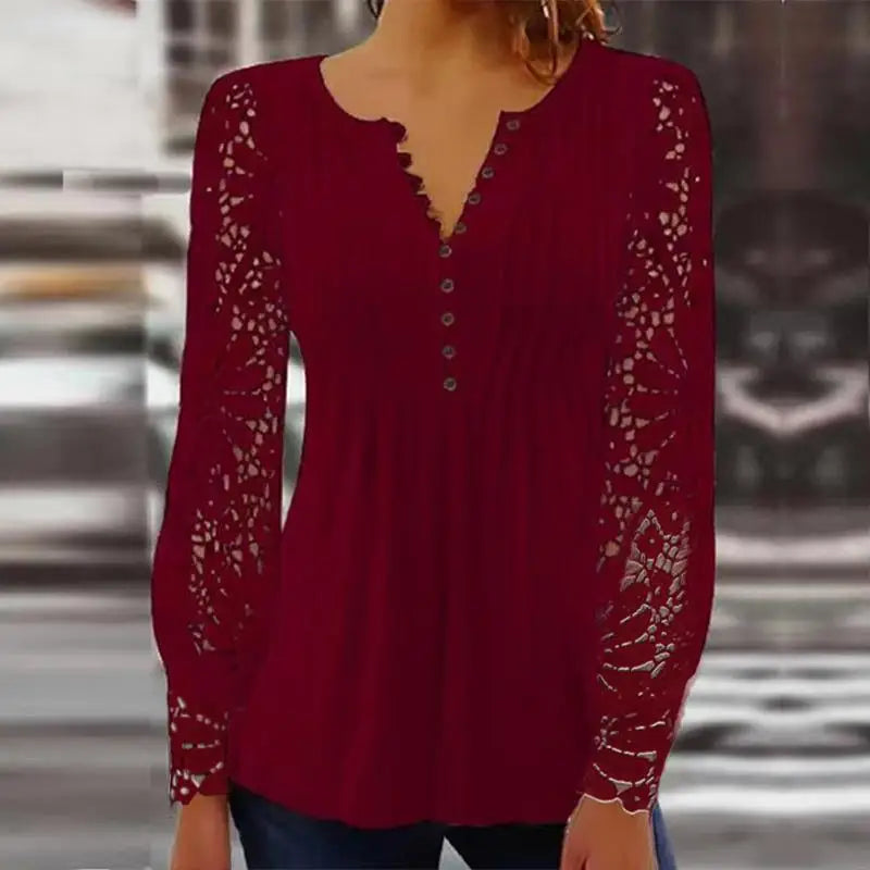 Women's V-neck Stylish Casual Loose Long Sleeve Shirt