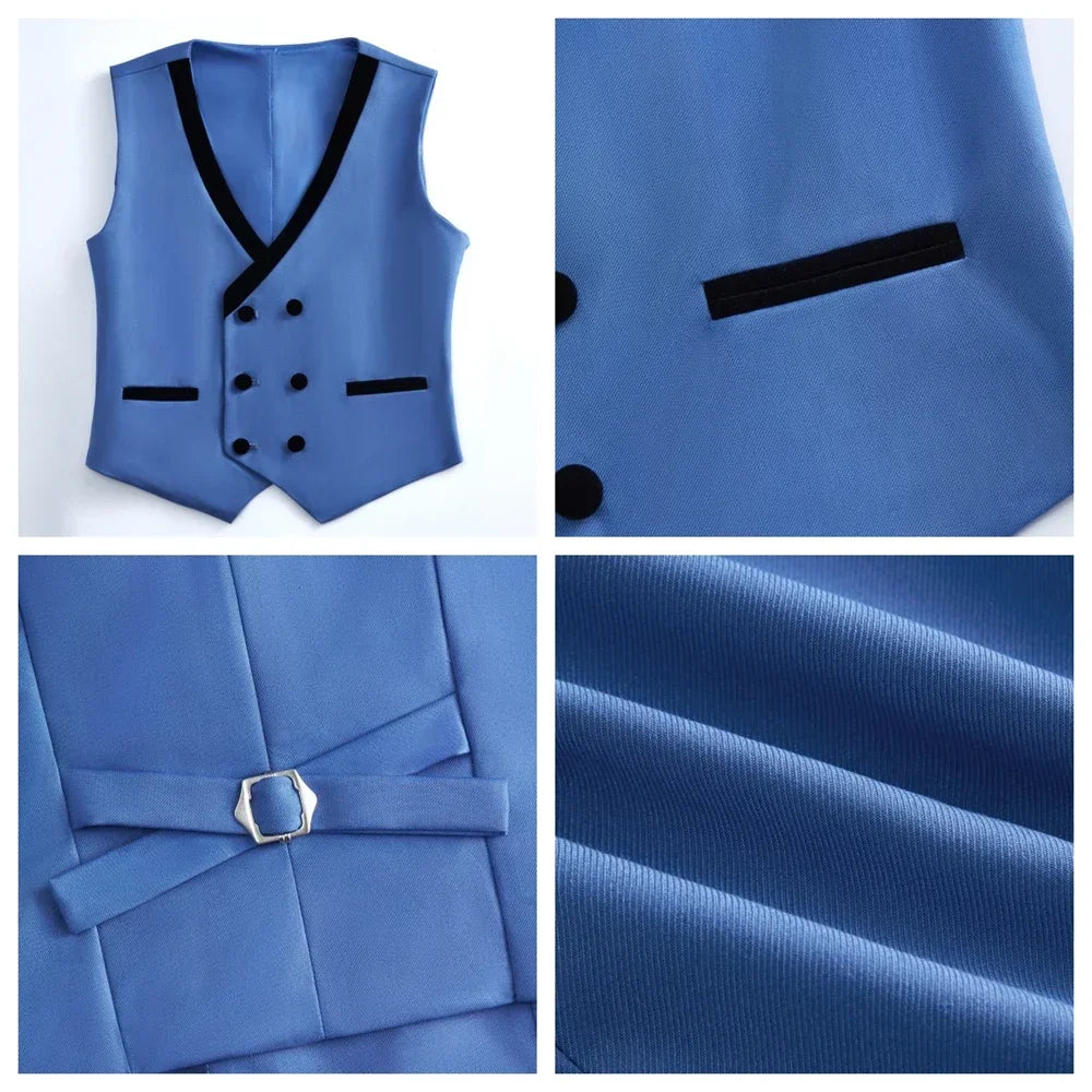 Boys 5Pcs Blazer Vest Pants Bow Tie Necktie Set