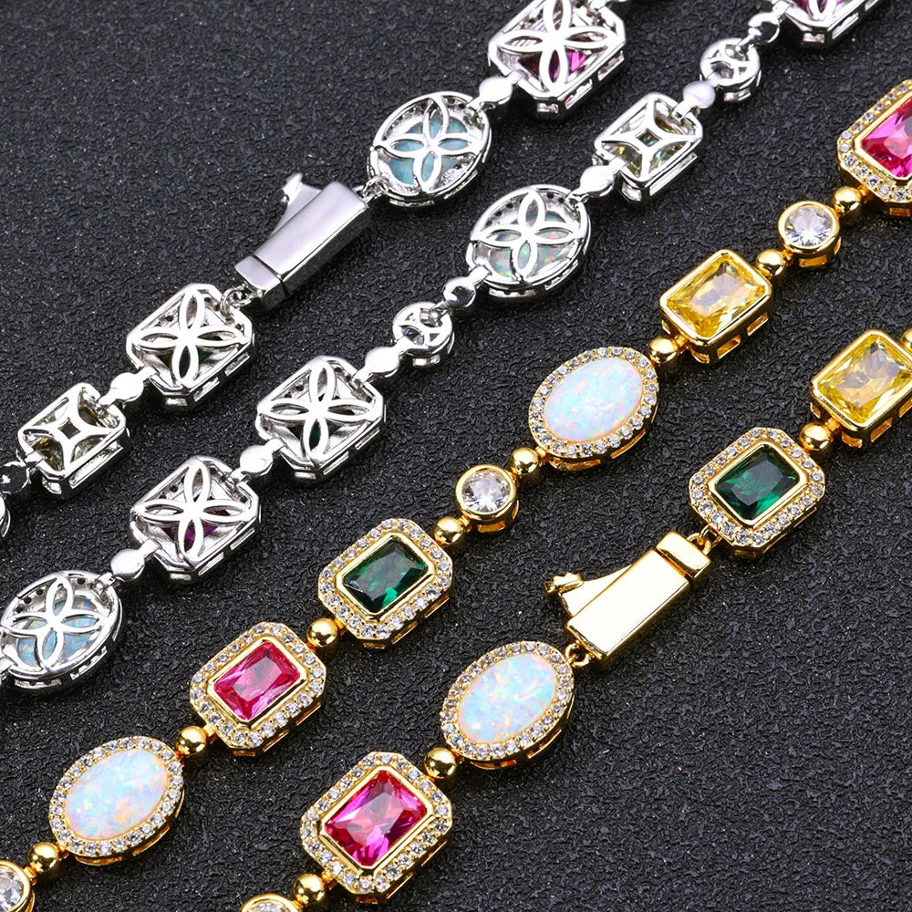 Women's Gold Plated Multi Color Cubic Zirconia Bracelet
