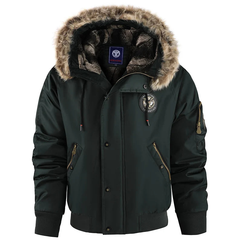 Men's Hooded Zipper Waterproof Thermal Parka Jacket