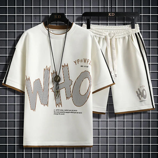 Men's 2Pcs Short Sleeve T-Shirt Short Set