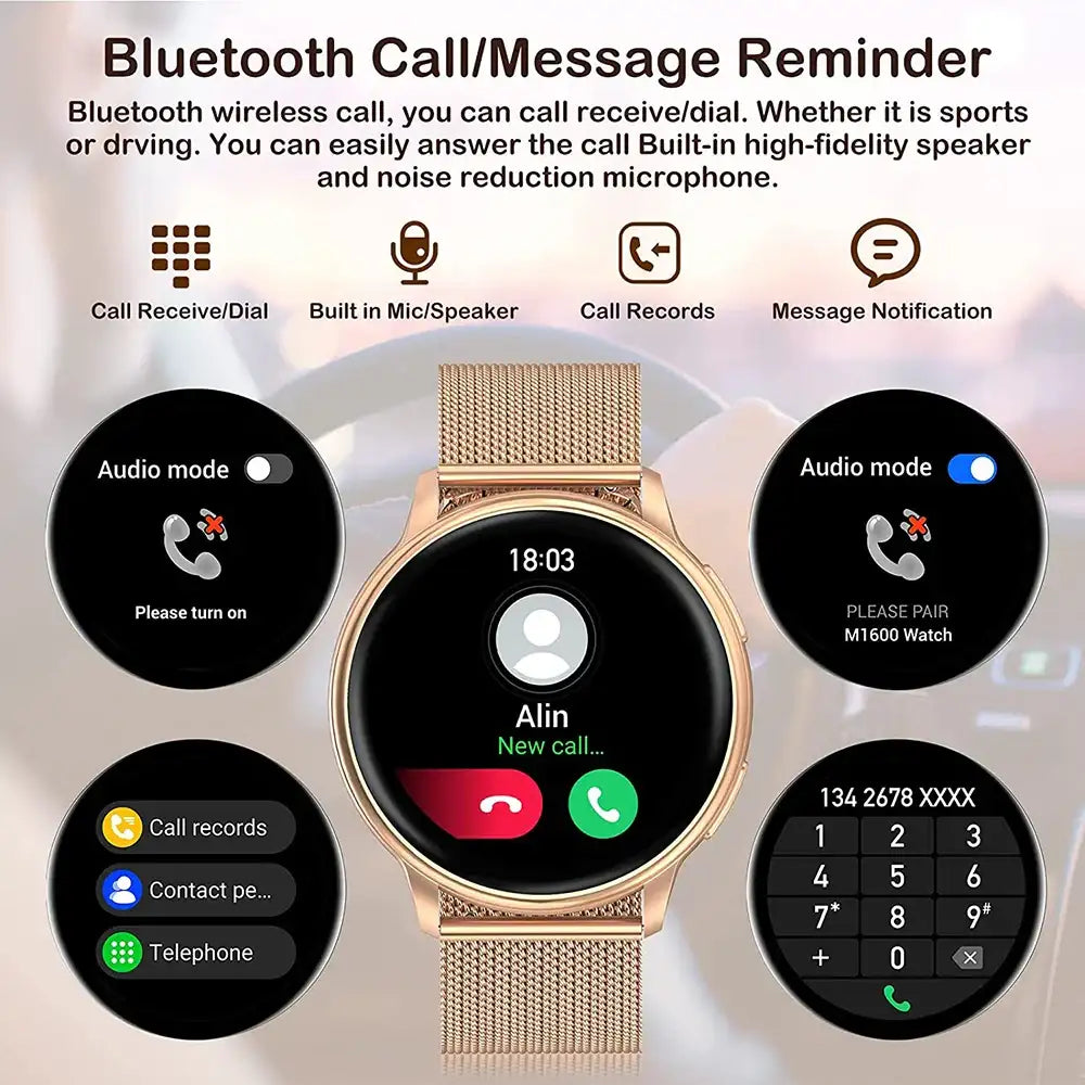 Bluetooth Call Fitness Tracker Heart Rate Sport Smartwatch