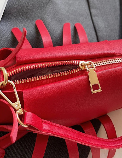 PU Zipper Lobster Shape Rivet Shoulder Bag