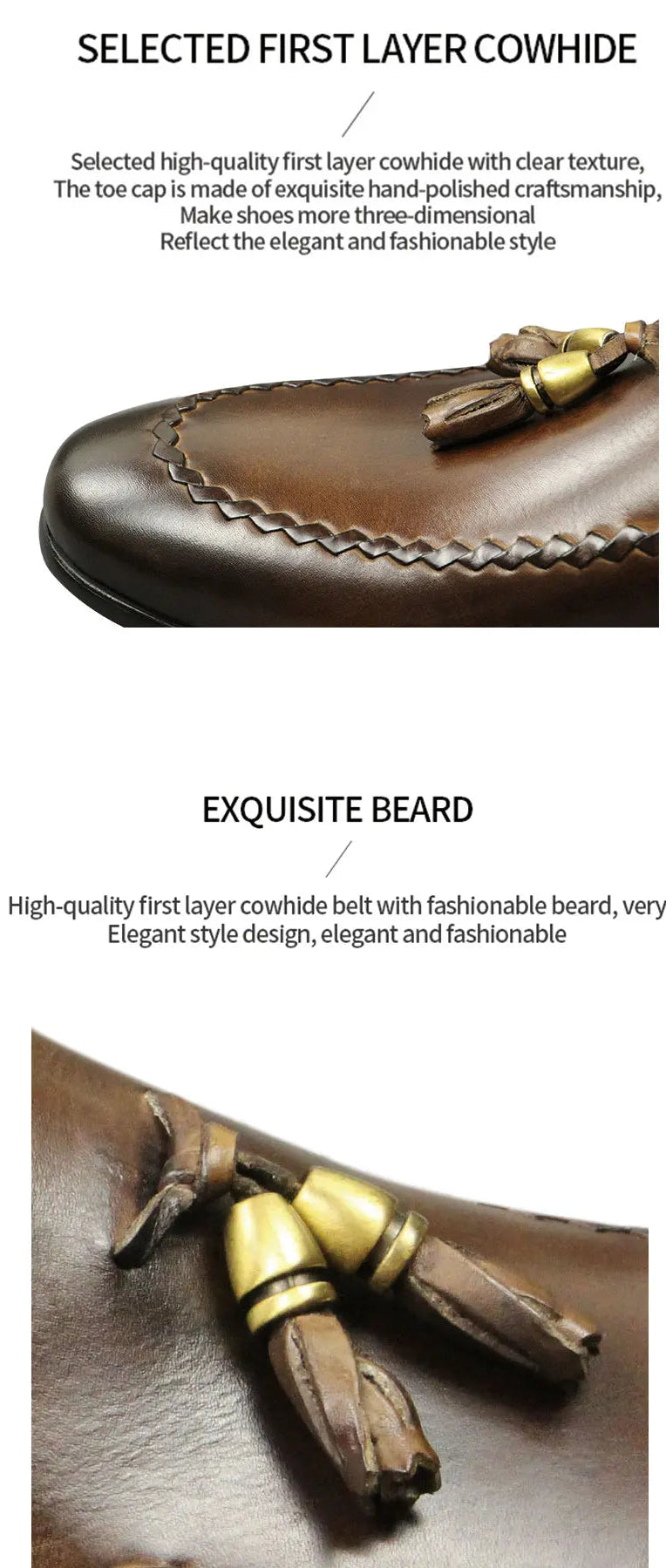Men's Pure Cowhide Leather Dress Business Loafers Shoes