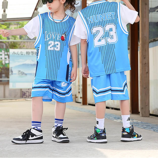 Kids 2Pcs Basketball Quick Drying Comfortable Tracksuit Set