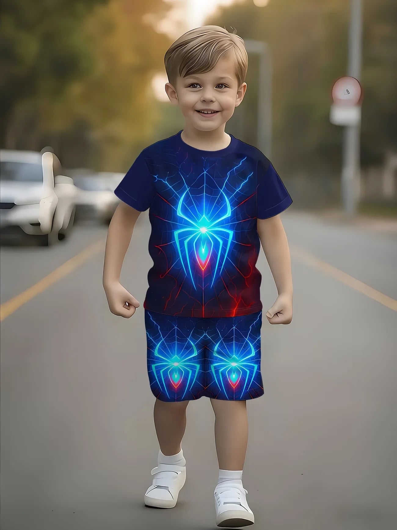Boys 2Pcs Short Sleeve T-Shirt Shorts Set