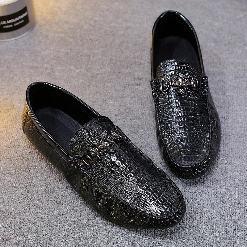 Men's Crocodile Pattern Trendy Breathable Shoes